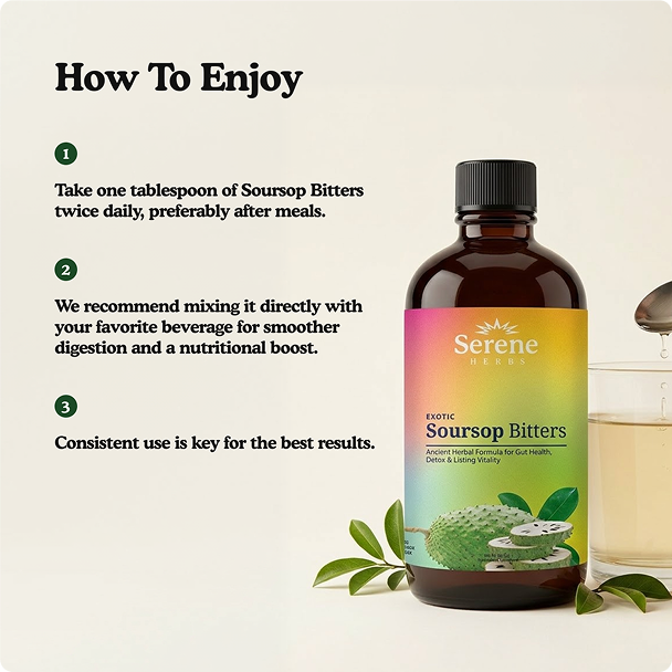 Serene Herbs Soursop Bitters, Herbal Liquid with Soursop Leaf, 16 fl oz