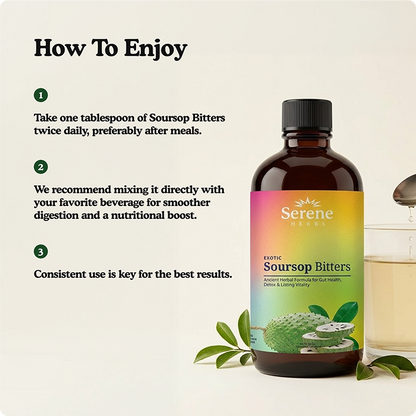 Serene Herbs Soursop Bitters, Herbal Liquid with Soursop Leaf, 16 fl oz