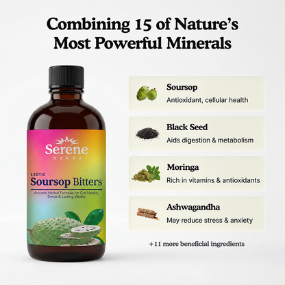 Serene Herbs Soursop Bitters, Herbal Liquid with Soursop Leaf, 16 fl oz